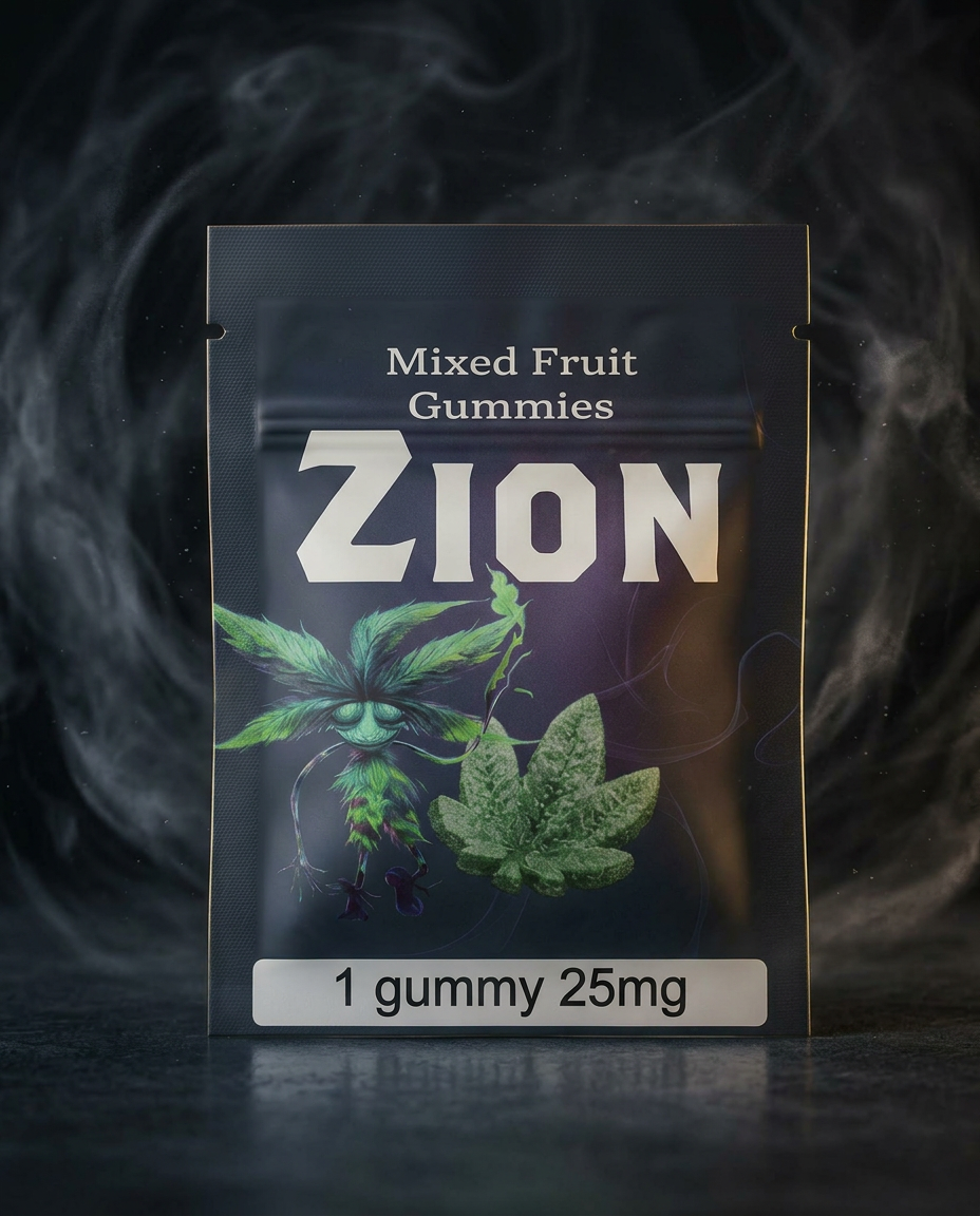 Zion Mixed Fruit Gummies premium dark amber gummy jar